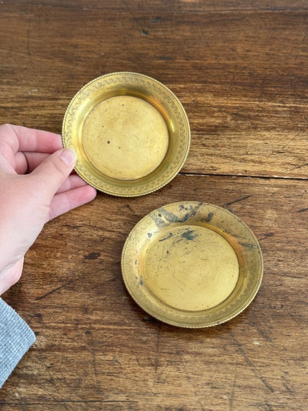 Pair of Mini Brass Dishes - Simple Brass Ring Dish Pair of Two